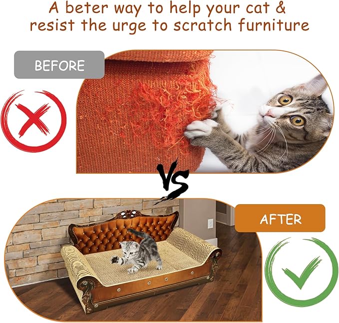 Luxury Cardboard Cat Scratcher Sofa Bed, Couch Shaped Scratching Board - Image 5