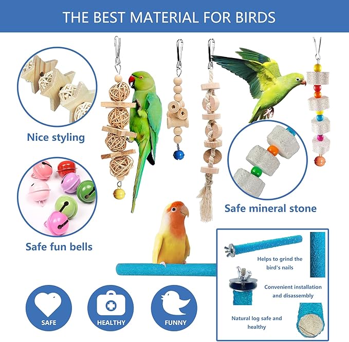 22 Packs Bird Parakeet Cockatiel Toys, Parrot Swing Chewing Hanging Toy - Image 3