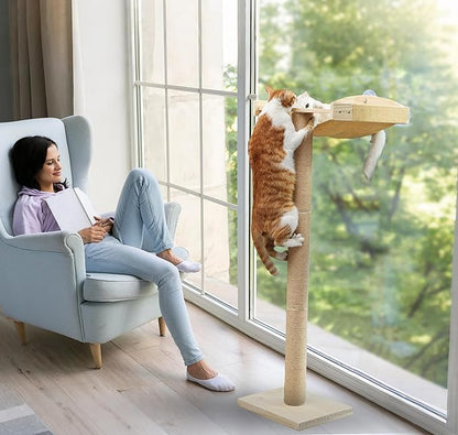 Cat Window Perch with Tall Scratching Posts, Inside 46" Climbing Tree Hammmock - Image 6