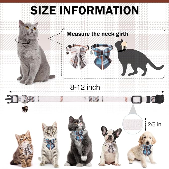 Cat Collar with Bells Breakaway, Bowtie Cat Collar - Image 7