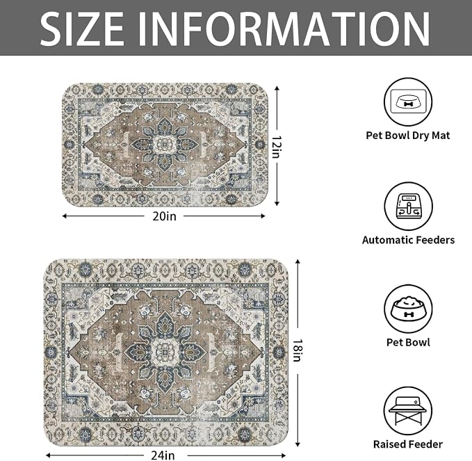 2 Pack Dog Food Mats for Floors, Absorbent and Quick-Drying Pet Cat Food Mat - Image 6