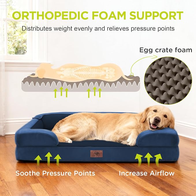 Orthopedic Dog Bed for Extra Large Dogs, XXL Waterproof Egg Crate Memory Foam - Image 2