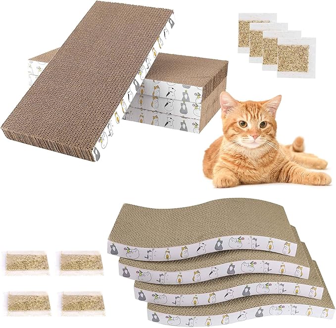 PatiencET Cardboard Cat Scratcher Pads, Double-Sided, Catnip Included, by patiencET
