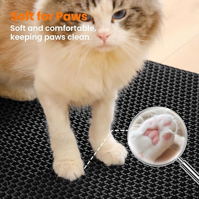 Small Cat Litter Mat, 20x14’’ Double Layer Honeycomb Cat Litter Box Mat - Image 7