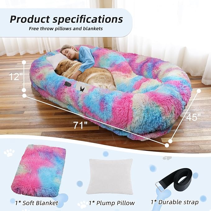 Human Dog Bed, Washable Faux Fur Pet Bed - Image 5