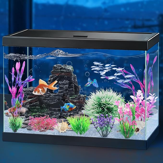 Fish Tank Accessories, Aquarium Fish Tank Plastic Plants and Cave Rock - Image 5