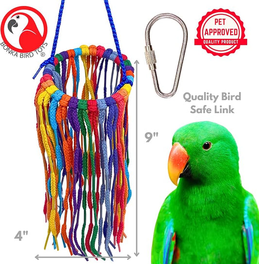 Bonka Bird Toys 51213 Large Aglet Heaven 9" Hanging Cotton Shoelace Ring Toy - Image 2