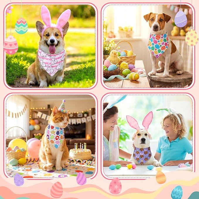 Youyole 120 Pcs Easter Dog Bandana Bulks Bunny Dog Bandanas Rabbit Egg Pet - Image 7