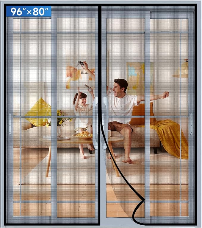 Upgraded PET Mesh Magnetic Screen Door, Stronger Than Fiberglass and Polyester by Longeas