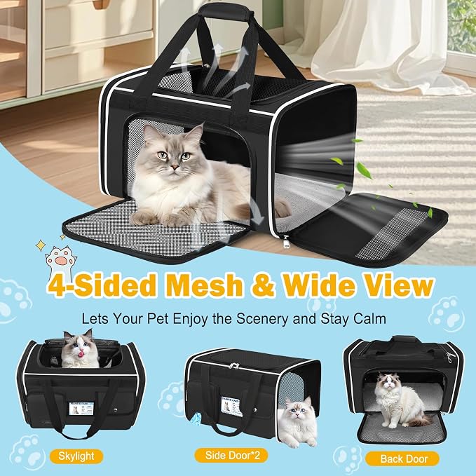 HUANLANG Soft-Sided Cat Carrier Airline Approved, Dog Carriers - Image 7