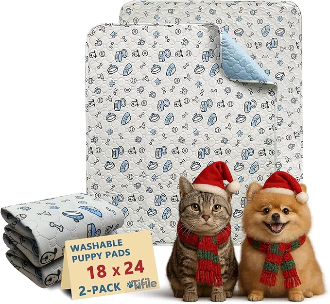 Washable Pee Pads for Dogs, 2 Pack Reusable Puppy Pads, Absorbent Whelping Pads by TIFILE