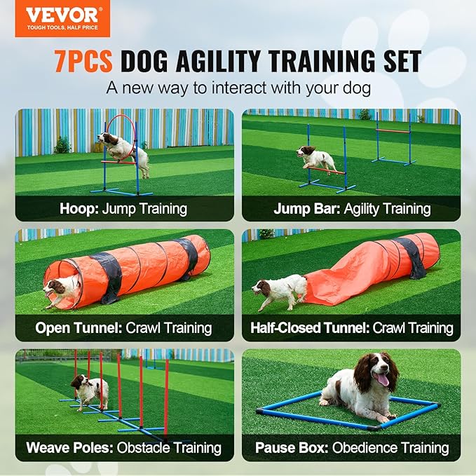 VEVOR Dog Agility Course Backyard Set, 2 Tunnels - Image 2