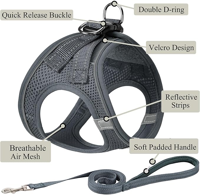 Dog Harness with Leash Set, No Pull Adjustable Reflective Step-in Puppy Pet - Image 2
