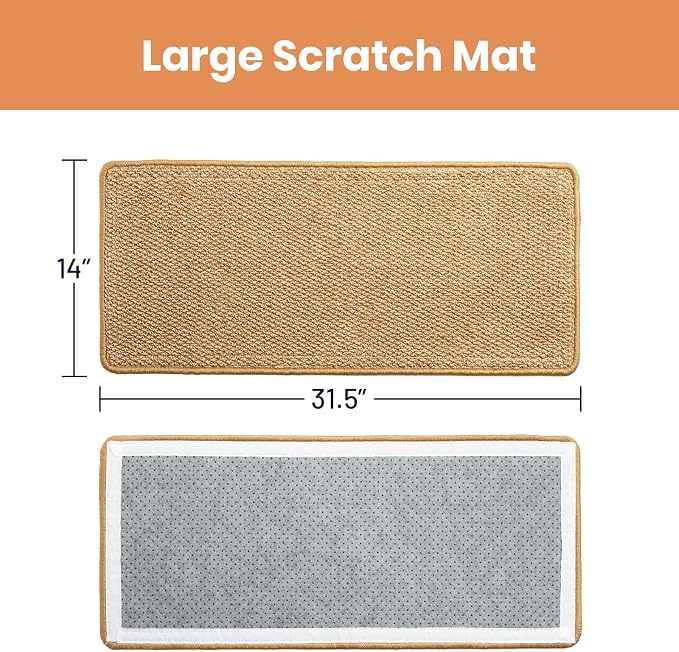 Ordora Cat Scratcher & Mat Set: 31.5" Extra Large Cat Scratch Pad&Bed – Cat - Image 2