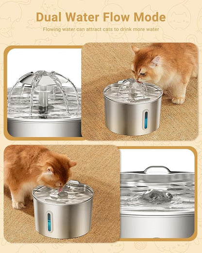Cat Water Fountain Stainless Steel - 74oz/2.2L Corded Pet Water Dispenser - Image 3