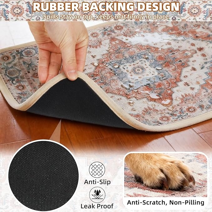 PUPTECK Dog Food Mat, Absorbent Pet Feeding Bowl Mat, Non-Slip Dog Mat - Image 4