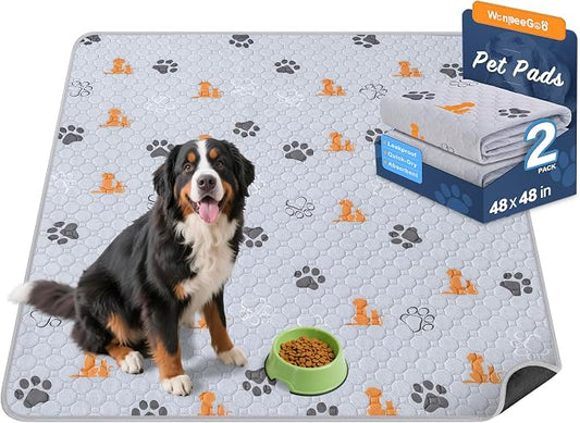 Washable Pee Pads for Dogs, 2 Pack Absorbent Reusable Training Dog Pads Pet by WanpeeGoo