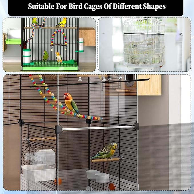 2PCS Bird Cage Cover, Bird Cage Seed Catcher, Birdcage Cover Skirt, Airy Nylon - Image 7