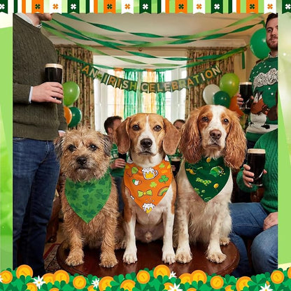 Abbylike 50 Pcs St Patrick's Day Dog Bandanas Bulk Green Shamrocks Bandanas - Image 6