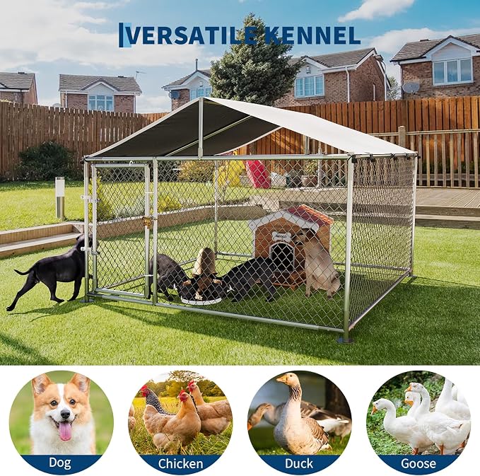 Large Dog Kennel Outdoor with Roof Heavy Duty Dog Enclosure Outside Pet Fence - Image 4