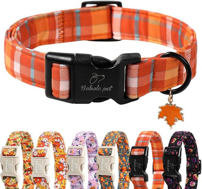 Fall Dog Collar Cute Orange Plaid Puppy Collar by Babolepet