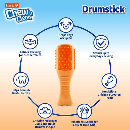 Hartz Chew ‘n Clean Chew Toy and Treat in One Chicken Flavored Drumstick Dog Toy - Image 2