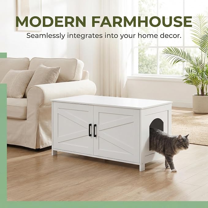 Homhedy 39.4" L Cat Litter Box Enclosure, Pet House - Image 4