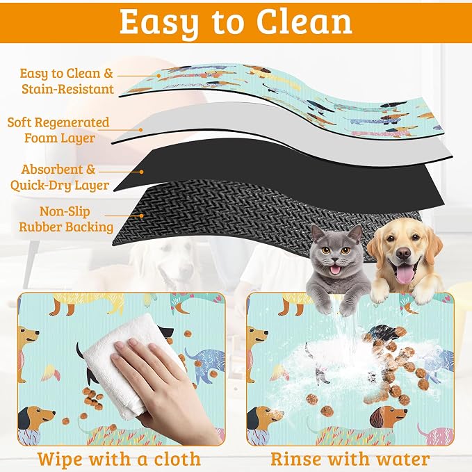 Dachshund Dog Cat Food Mat, Absorbent Waterproof Placemat - Image 5