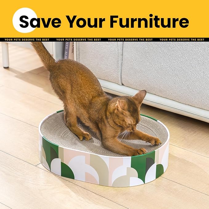 Cat Scratcher Cardboard, 2 in 1 Oval Cat Scratch Pad Bowl - Image 4