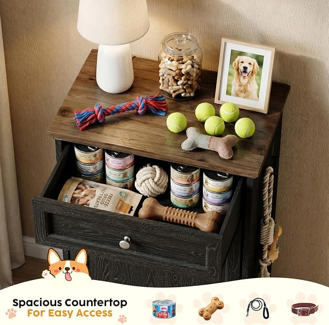 21’’W Dog Feeding Station with Storage, Tilt Out Dog Food Cabinet with Drawer - Image 3