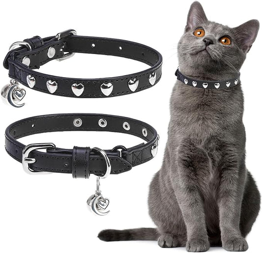 EXPAWLORER Leather Cat Collar for Girl Boy- Adjustable Pet Collar by EXPAWLORER