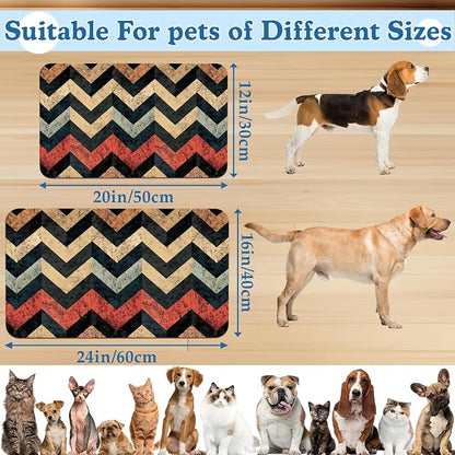Vintage Plaid Pet Food Mat for Cats and Dogs–Christmas Stocking Absorbent Quick - Image 2