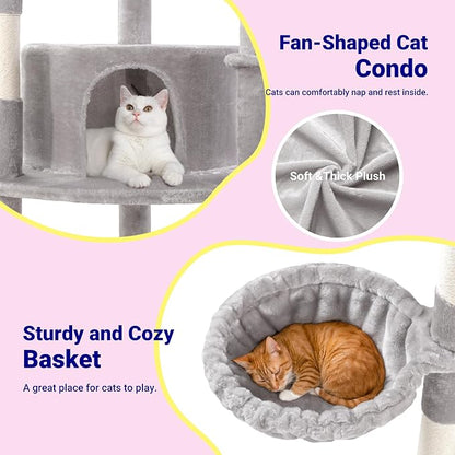 Allewie 73in Fan-Shaped Space-Saving Corner Cat Tower/Multi-Level Tall Cat Tree - Image 6