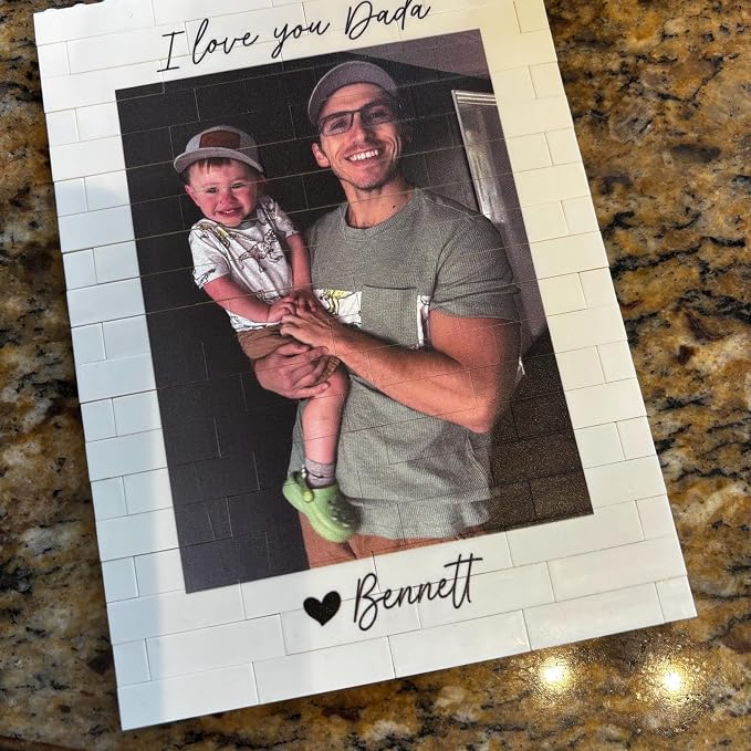 NAZENTI Custom Daddy and Me Brick Photo Block gifts - Image 5