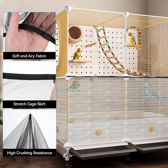 2PCS Adjustable Bird Cage Cover, Bird Cage Seed Catcher, Large Birdcage Cover - Image 3