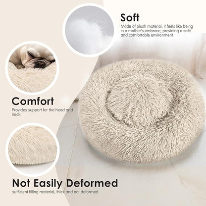 28in Large Dog Bed, Medium Size Dog and Cats, Calming Donut Bed - Image 4