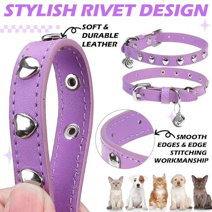 EXPAWLORER Leather Cat Collar for Girl Boy- Adjustable Pet Collar - Image 4
