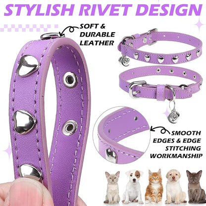 EXPAWLORER Leather Cat Collar for Girl Boy- Adjustable Pet Collar - Image 4