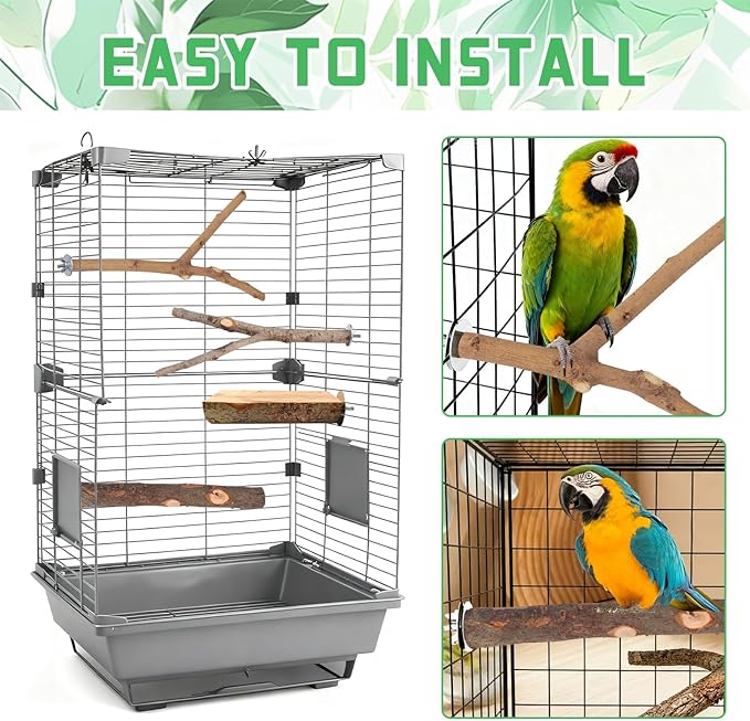 BILLIOTEAM 4-Pack Natural Wood Bird Perch Stand - Image 6