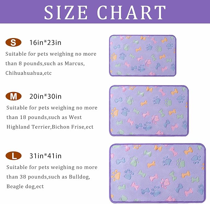 1 Pack 3 Blankets Super Soft Fluffy Premium Fleece Pet Blanket Flannel Paw - Image 3