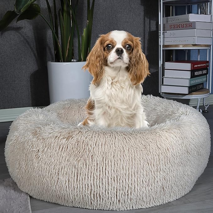 Calming Donut Dogs Beds for Small Dogs Washable, 28inch Plush Round Pet Bed for - Image 6