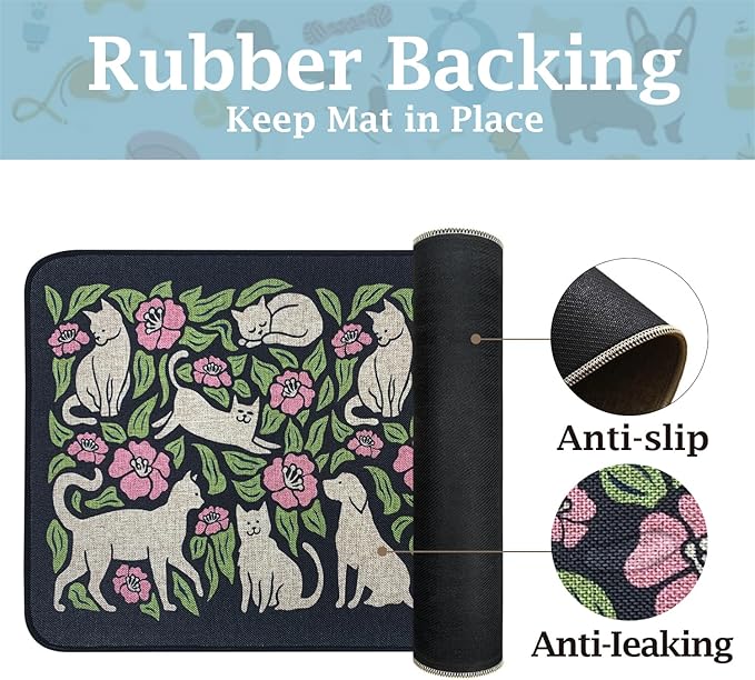 SHIYUE Dog Food Mats for Floors, Absorbent Cat Bowl for Food and Water - Image 2