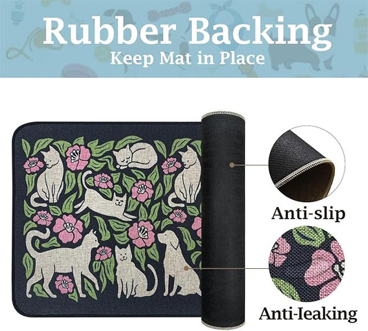 SHIYUE Dog Food Mats for Floors, Absorbent Cat Bowl for Food and Water - Image 2