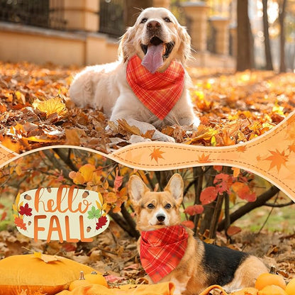 Weewooday 50 Pcs Thanksgiving Fall Dog Bandanas Bulk Plaid Bandanas - Image 2