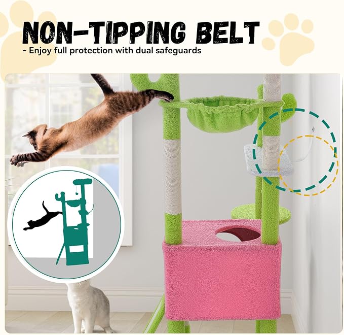 DWVO 68" Tall Cactus Cat Tree: Cats Tower - Image 7