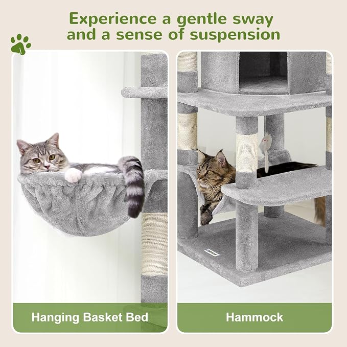 Globlazer Corner Cat Tree for Large Cats, 66inch Tall Curved Series Large Cat - Image 5
