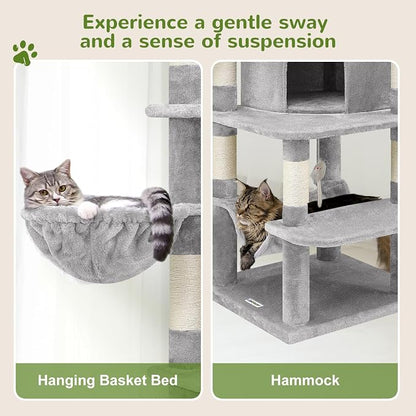 Globlazer Corner Cat Tree for Large Cats, 66inch Tall Curved Series Large Cat - Image 5