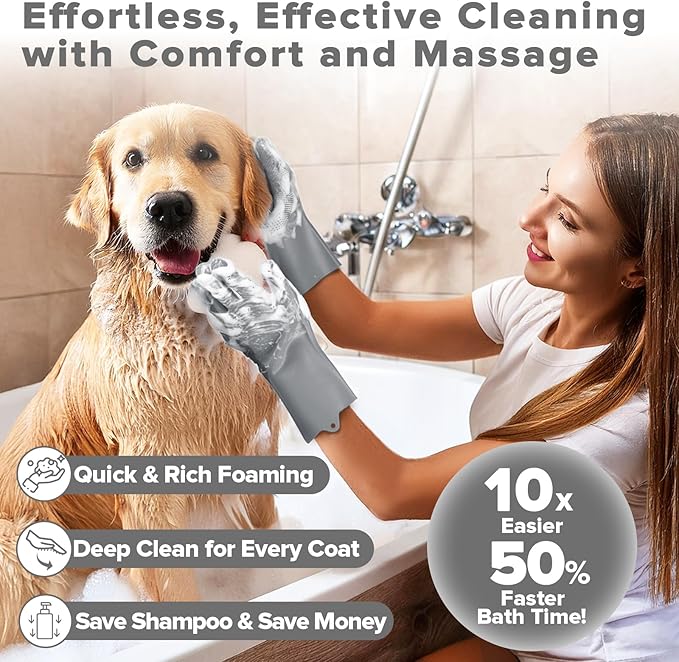6PCS Pet Grooming Kit for Dogs, Cats and Horses | Dog Washing Gloves | Dog Bath - Image 2