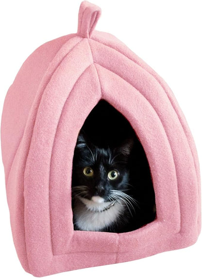 Cat House Indoor Cat Bed with Removable Foam Cushion, Plush Cat Tent Bed by PETMAKER