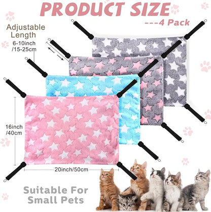 Geelin 4 Pcs Cat Hammock for Cage Hanging Soft Pet Hammock Bed - Image 2